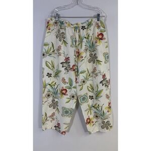 Hot Cotton By Marc Ware Linen Blend Pants Women 1X Floral Print Boho Beach